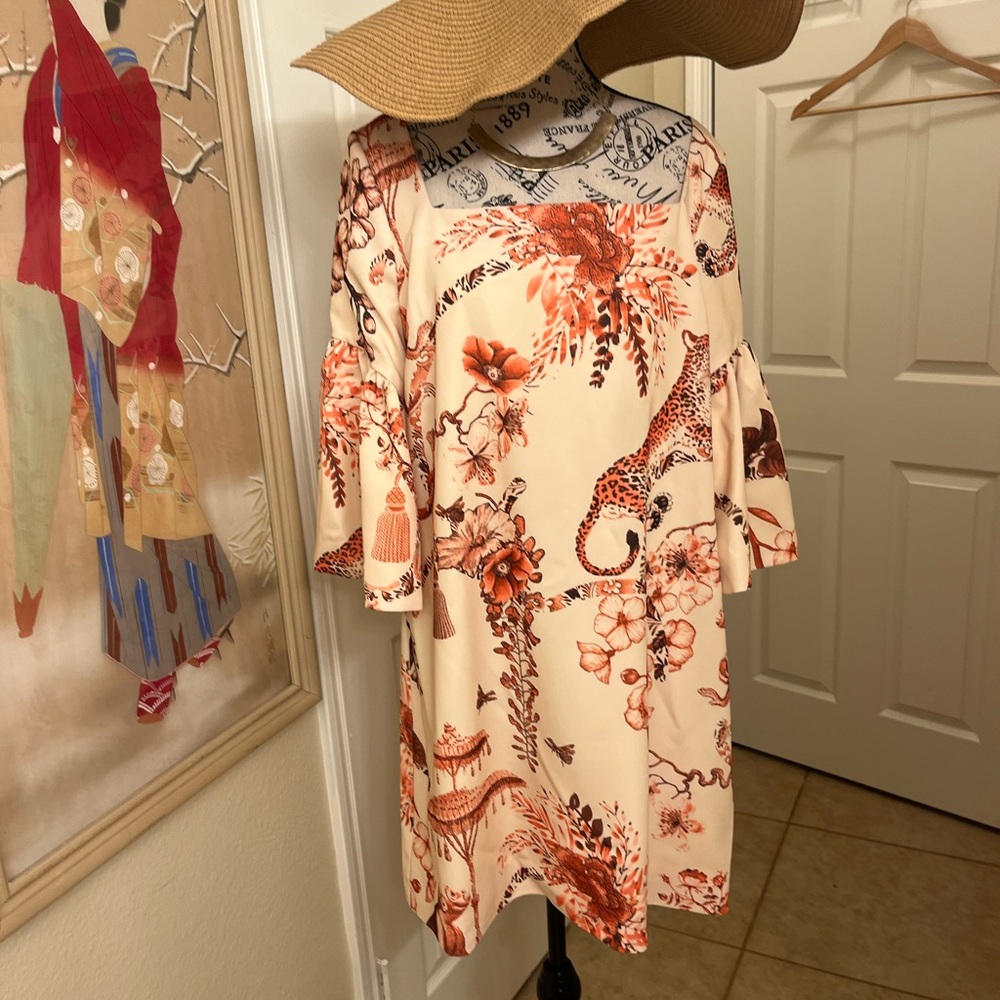 Floral Print Dress with Bell Sleeves